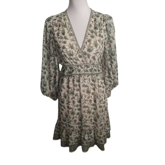MAX STUDIO LONDON GREEN & CREAM FLORAL DRESS SZ.S NWT - Picture 1 of 9